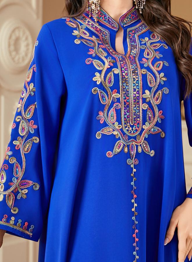Take Two Women Embroidered Notch Neck Jalabiya - Image 5